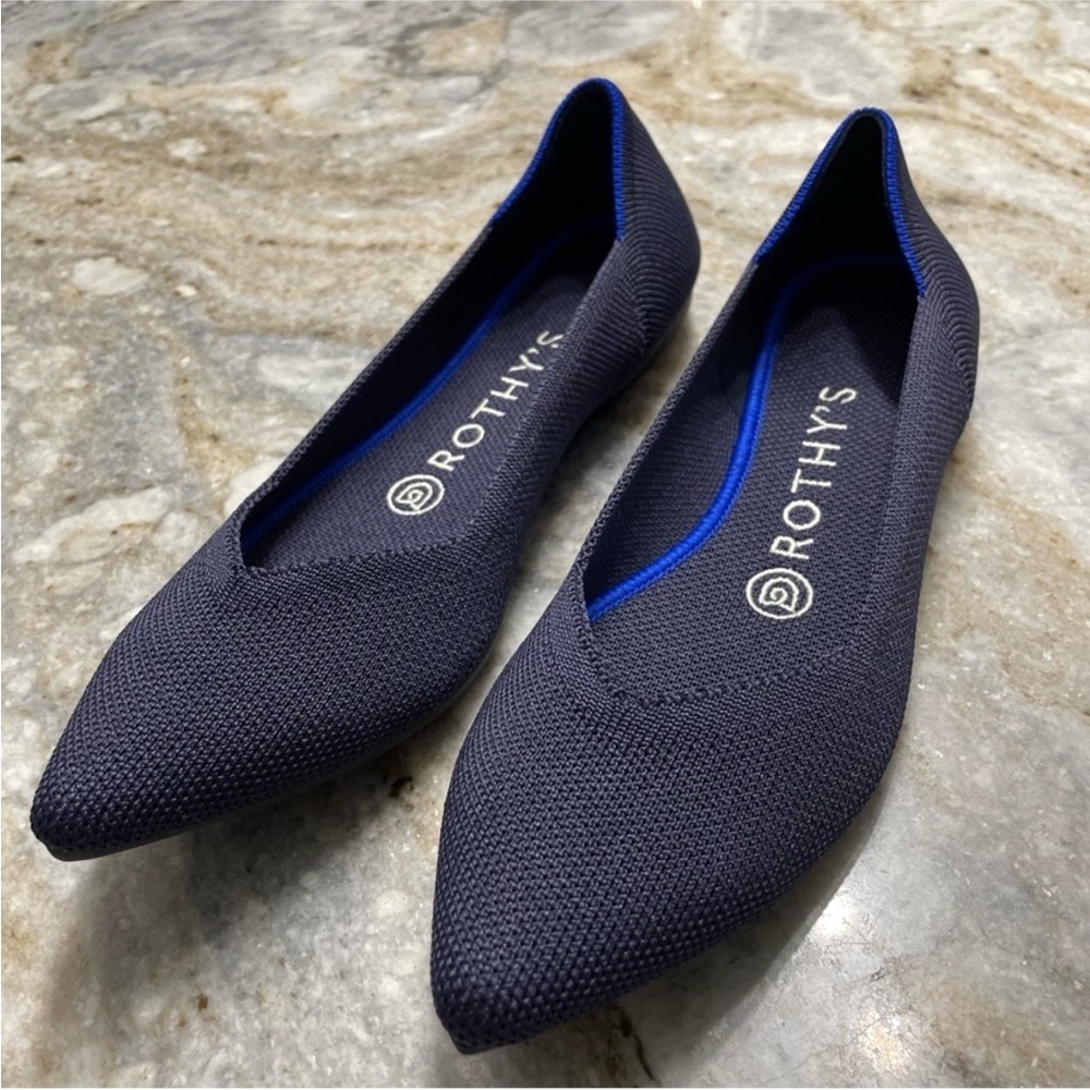 Rothy's The Point Navy Blue Pointed Toe Ballet Flats Size 7
